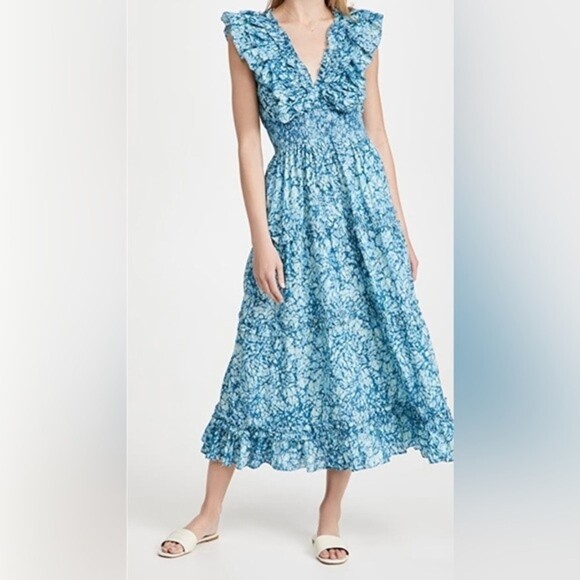 Love The Label Azalea Blue Tiered Ruffle Maxi Dress Womens Size Large - Picture 4 of 16